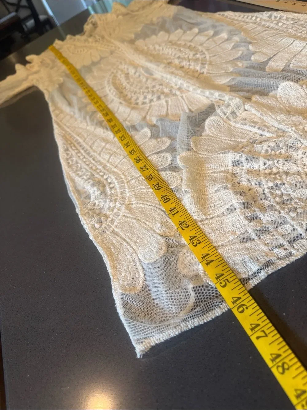 Cream Lace Crochet Boho Kimono Duster Cover Up